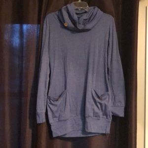 Women’s Long Sleeve Tunic With Cowl Neck/Buttons